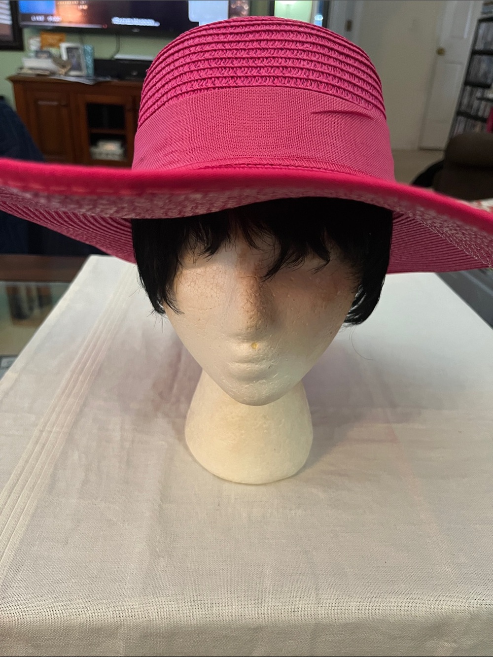 Beautiful Wide Brim Fuschia Pink Straw Sun Hat - Women's Beach Hat